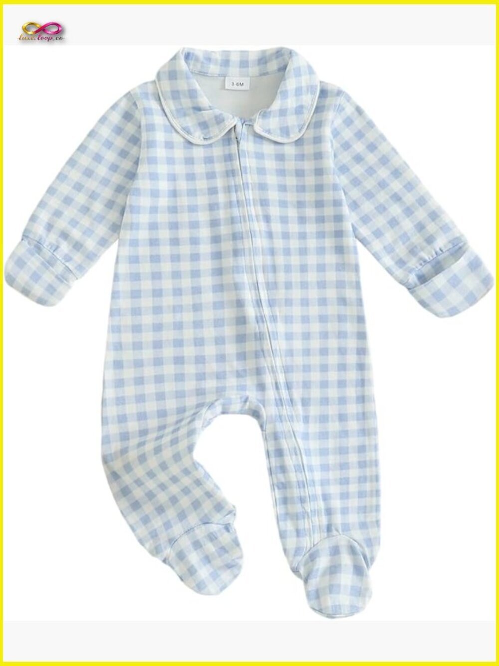 Striped Footed Romper Peter Pan Collar Zipper Jumpsuit Going Home Outfit